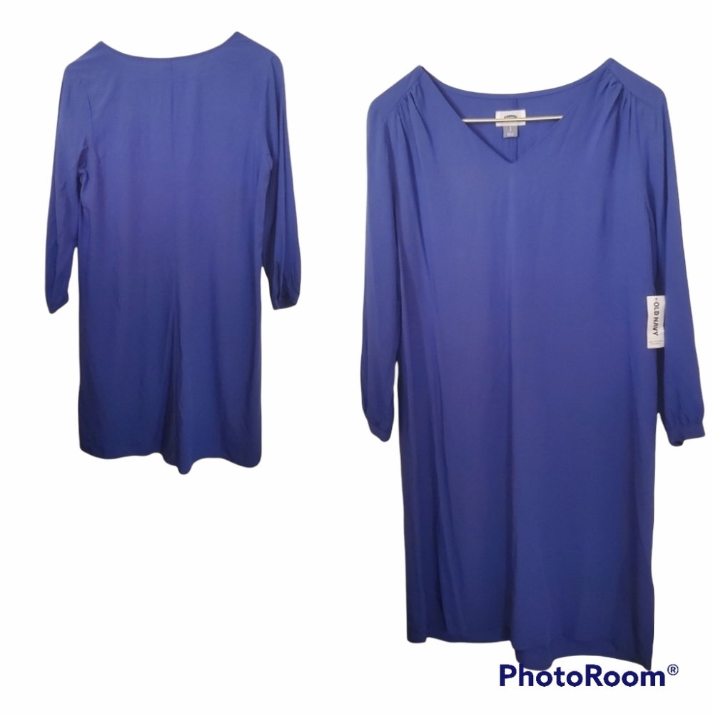 NWT Old Navy Pullover Bright Blue Top Extra Long Size Petite Small ¾ Sleeve